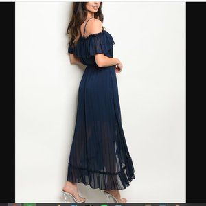 Pink Lily Off Shoulder Hi Low Dress, with Flounce, sz Large